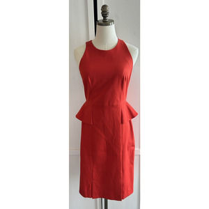 Banana Republic red sheath dress size 4 side wings back zip classic